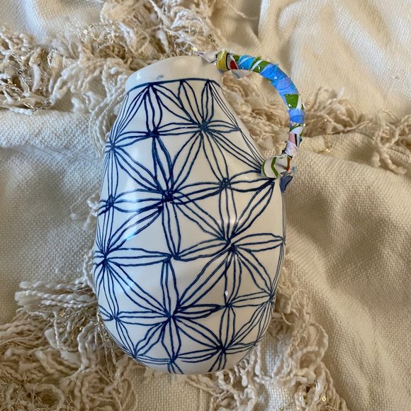 ANTHROPOLOGIE Keramisk Blue Star Patterned Vase - Picture 2 of 8